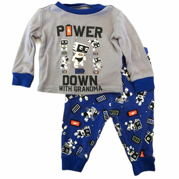 The Children's Place Other - 5/$25🔴 Robots Power Down With Grandma PJ Set 0-3M